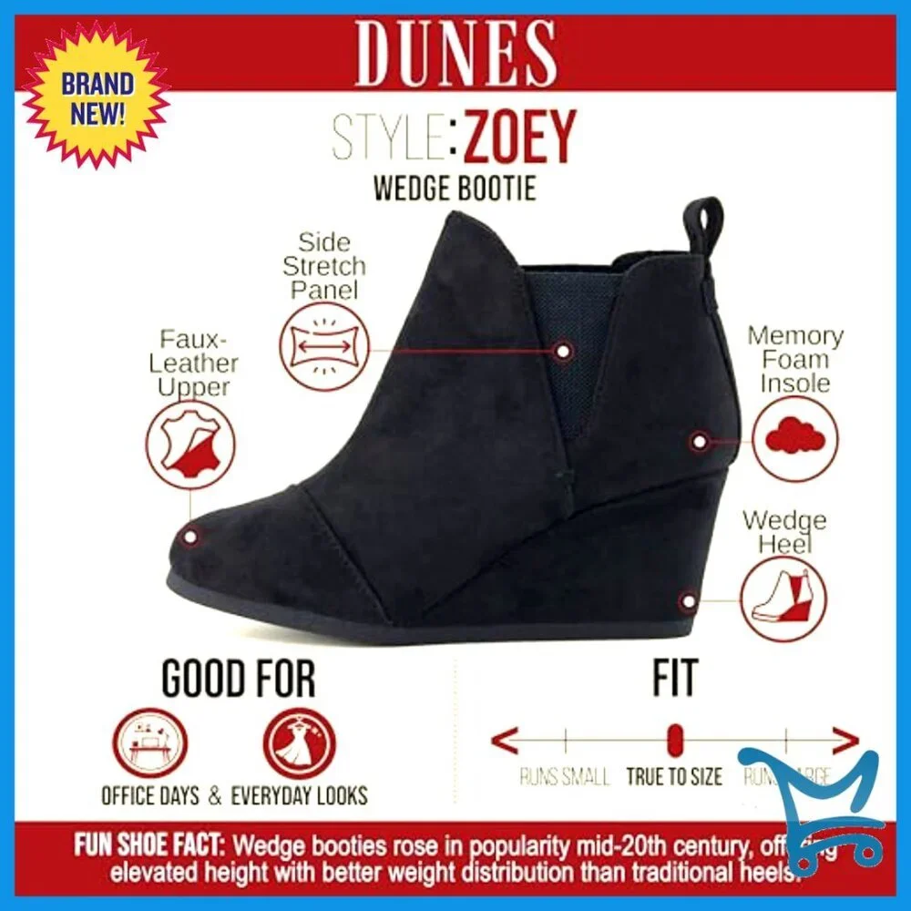 Wedge Booties with Memory Foam, Slip-On Design, Wide Widths Available
